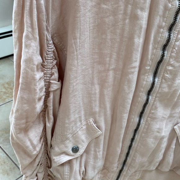 Free People blush Ruched Linen Spring Jacket - Picture 4 of 8